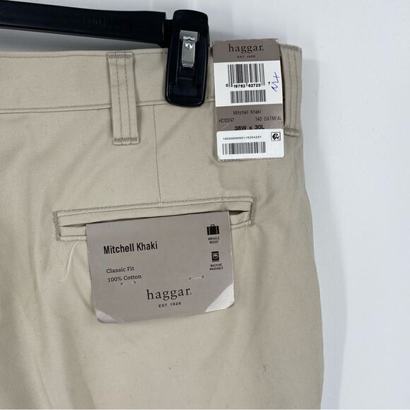 Haggar Men’s Classic Fit Mitchell Khaki Pants size 38 x 30 Ivory - Picture 3 of 4